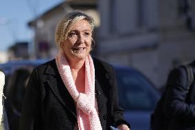 Marine Le Pen Visit To A Market In Gironde