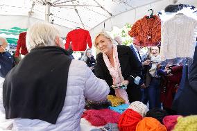 Marine Le Pen Visit To A Market In Gironde