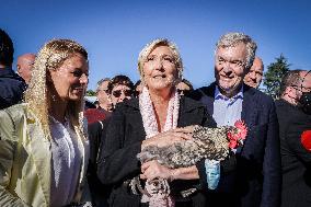 Marine Le Pen Visit To A Market In Gironde