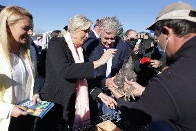 Marine Le Pen Visit To A Market In Gironde