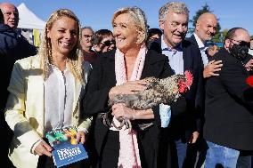 Marine Le Pen Visit To A Market In Gironde