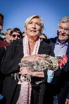 Marine Le Pen Visit To A Market In Gironde