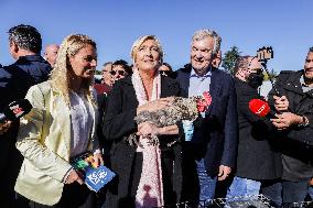 Marine Le Pen Visit To A Market In Gironde