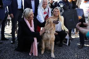 Marine Le Pen Visit To A Market In Gironde