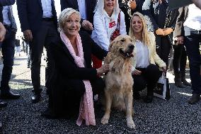 Marine Le Pen Visit To A Market In Gironde