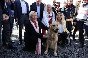 Marine Le Pen Visit To A Market In Gironde