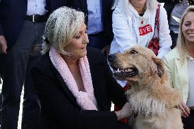 Marine Le Pen Visit To A Market In Gironde