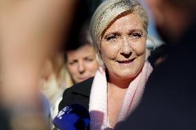 Marine Le Pen Visit To A Market In Gironde