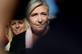 Marine Le Pen Visit To A Market In Gironde