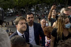 Tribute to Bernard Tapie in front of the Velodrome - Marseille