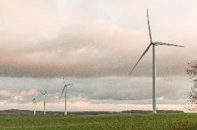 Wind turbines (Eoliennes) park in Esley, east of France