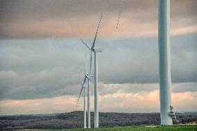 Wind turbines (Eoliennes) park in Esley, east of France