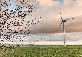 Wind turbines (Eoliennes) park in Esley, east of France