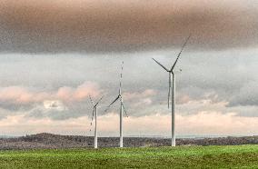 Wind turbines (Eoliennes) park in Esley, east of France