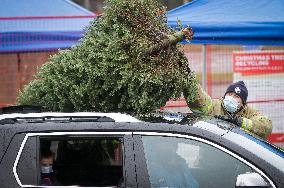 CANADA-RICHMOND-FIREFIGHTERS-CHRISTMAS TREE CHIPPING