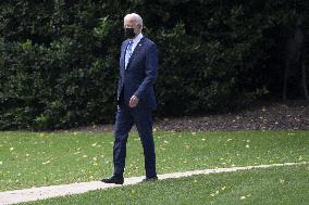 President Joe Biden departs the White House