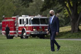 President Joe Biden departs the White House