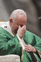 Pope Francis during the mass of the Opening Mass Synod of Bishops
