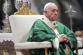 Pope Francis during the mass of the Opening Mass Synod of Bishops