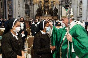 Pope Francis during the mass of the Opening Mass Synod of Bishops