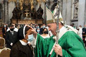 Pope Francis during the mass of the Opening Mass Synod of Bishops