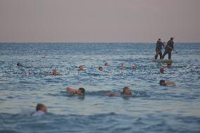 MIDEAST-GAZA-WINTER SWIMMING