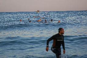 MIDEAST-GAZA-WINTER SWIMMING