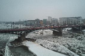 Ice Pancakes Vistula River Warsaw