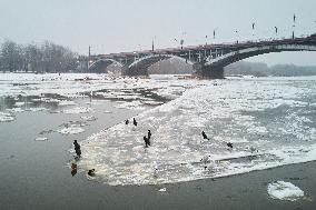 Ice Pancakes Vistula River Warsaw