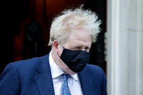 Boris Johnson Leaves For First Prime Minister's Questions Of 2022