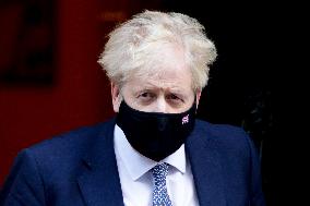 Boris Johnson Leaves 10 Downing Street For Prime Minister's Questions