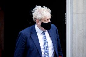 Boris Johnson Leaves 10 Downing Street For Prime Minister's Questions