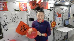 CHINA-SPACE STATION-SHENZHOU-13-TAIKONAUNTS-NEW YEAR GREETINGS (CN)