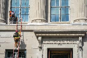 Members of Extinction Rebellion protest at the US Chamber of Commerce