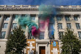 Members of Extinction Rebellion protest at the US Chamber of Commerce