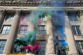 Members of Extinction Rebellion protest at the US Chamber of Commerce