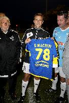 President Macron Poses With Variety Club de France's Jersey - Poissy