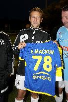 President Macron Poses With Variety Club de France's Jersey - Poissy