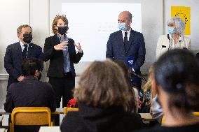 Jean-Michel Blanquer visits a high school on the eve of the national hommage for Samuel Paty - Paris