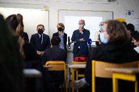 Jean-Michel Blanquer visits a high school on the eve of the national hommage for Samuel Paty - Paris