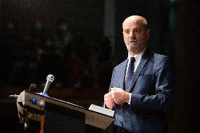 Jean-Michel Blanquer visits a high school on the eve of the national hommage for Samuel Paty - Paris