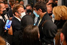 French President Emmanuel Macron at Le Cloitre - Marseille