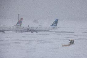 U.S.-NEW YORK-WINTER STORM-FLIGHTS-CANCELLATION