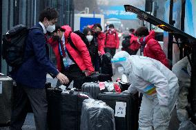 (BEIJING 2022)CHINA-BEIJING-OLYMPIC WINTER GAMES-OLYMPIC VILLAGE-JAPANESE DELEGATION-ARRIVAL(CN)