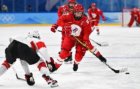 (BEIJING2022)CHINA-BEIJING-OLYMPIC WINTER GAMES-ICE HOCKEY-WOMEN'S PLAYOFFS-QUATERFINALS-SUI VS ROC (CN)