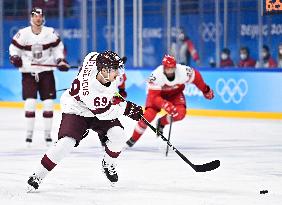 (BEIJING2022)CHINA-BEIJING-OLYMPIC WINTER GAMES-ICE HOCKEY-MEN'S QUALIFICATION PLAY-OFF-DEN VS LAT (CN)