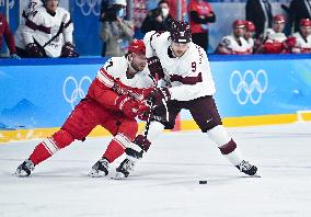 (BEIJING2022)CHINA-BEIJING-OLYMPIC WINTER GAMES-ICE HOCKEY-MEN'S QUALIFICATION PLAY-OFF-DEN VS LAT (CN)