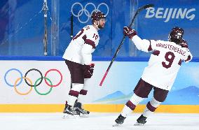 (BEIJING2022)CHINA-BEIJING-OLYMPIC WINTER GAMES-ICE HOCKEY-MEN'S QUALIFICATION PLAY-OFF-DEN VS LAT (CN)