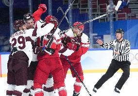 (BEIJING2022)CHINA-BEIJING-OLYMPIC WINTER GAMES-ICE HOCKEY-MEN'S QUALIFICATION PLAY-OFF-DEN VS LAT (CN)