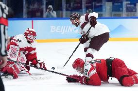 (BEIJING2022)CHINA-BEIJING-OLYMPIC WINTER GAMES-ICE HOCKEY-MEN'S QUALIFICATION PLAY-OFF-DEN VS LAT (CN)